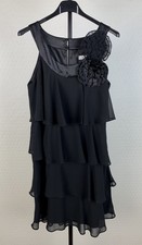 YESSICA Damen Gr. 36 Chiffon Satin Blumen Stukenkleid Cocktailkleid schwarz 91A