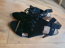 Sommer Sandaletten Schuhe High Heels Echtleder Wildleder schwarz Gr. 40 Bronx
