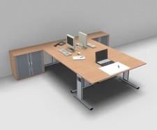 Teamarbeitsplatz GA2 Schreibtisch 3 Personen Doppelschreibtisch Teamschreibtisch