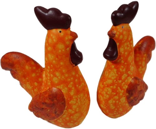 2er set huhn hahn orange - &,