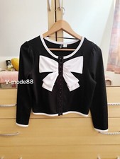 H&M Strickjäckchen ? Bluse Viskose Mix 36 S schwarz weiß Schleife ?