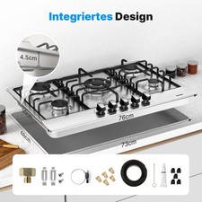 Gaskochfeld 76 cm 5 flammig