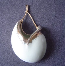 Vintage 50er Keramik Wandvase 726 VASE Blumenvase Hängevase - 13,5cm grün / gold