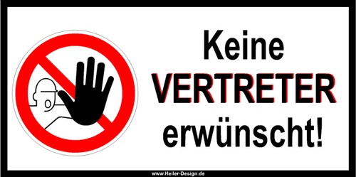 Verbotsschild keine vertreter - verbotsschild,