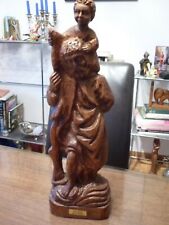 Skulptur Christophorus Heiliger 44,0 cm Jesus Naturholz geschnitzt Auto Schiff