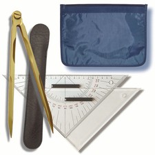 Navigationsbesteck - Marinezirkel Messing + zwei Dreiecke # Besteck Prüfung Boot