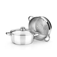 MONIX Optima | Dampfgartopf 20 cm, Edelstahl 18/10, mit Glasdeckel