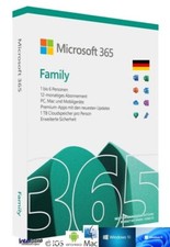 Microsoft 365 Family Vollversion 6 PC / Mac / iOS / Android 1 TB Download NEU