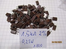 100 Stück 1,5 kOhm +/- 2% 0,25W Retro Widerstand gebraucht
