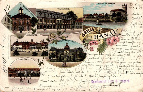 Litho gruß aus hanau main - gruß,
