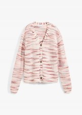 Strickjacke mit Knöpfen Gr. 40/42 Wollweiß Meliert Damen Langarm Jacket Neu