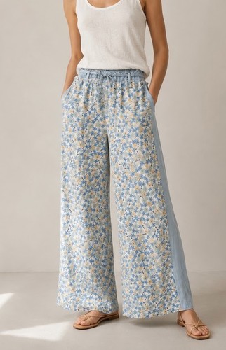 Damen palazzo hose blumenprint - hose,