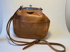 Vintage Leder Cross Body Bag Bügelverschluss Retro Cognac Lederwerkstatt Merlin