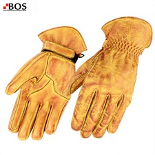 Herren Lederhandschuhe Cowboy Motorradhandschuhe Western gelb Leder