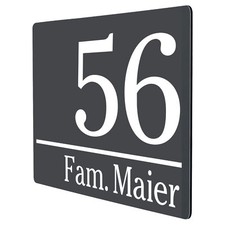 Hausnummernschild Anthrazit modernes Design Hausnummer Straßenname Abstandhalter