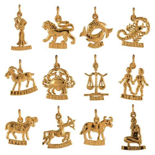 9kt gold sternzeichen charms - sternzeichen,