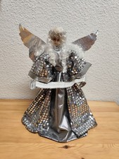 Weihnachtsengel, Christbaumspitze Silber Glänzend 30 cm
