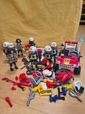 Playmobil Feuerwehr Figuren; 8 Stück 1 Fahrzeug Hydrant brennender Baum Zubehör