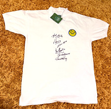 PROOF RETRO SMILEY BADGE 1970s LEEDS UTD HANDSIGNIERT HOME SHIRT AUTOGRAPH UNITED