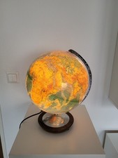 Globus Leuchtglobus Weltkugel beleuchtet Columbus Holzfuß 60/70er Jahre Nachlass