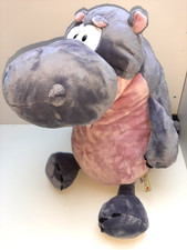 Wie neu: superweiches Nilpferd Nici green grau rosa Plüsch Etikett ca. 50 cm TOP