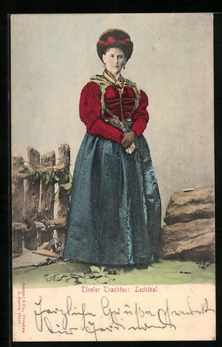 Ansichtskarte frau tiroler - frau,