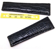 Uhrenarmband passend für Rolex Daytona echtes Alligator 20mm schwarz / 68