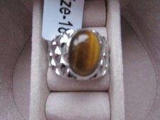 Tigerauge Ring; Messing