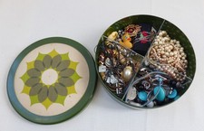 Konvolut alter Schmuck teils Silber Rowenta Uhr etc. in alter Handarbeitsdose