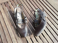 PIu Di elegante Leder Pumps Ballerinas Slingpumps Schleifchen natur braun 40