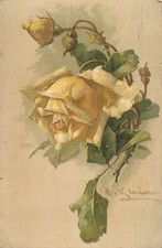 AK - Gelbe Rose - Jugendstil Prägedruck - Blumenkarte