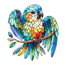 3x Sticker Papagei Buntglas