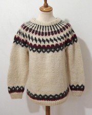 Island Norweger Strick Pullover Grösse L Herren Schurwolle Handarbeit S408