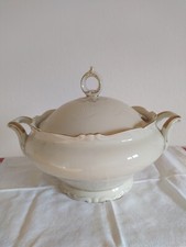 Suppenschüssel mit Deckel und Gold Rand, antik, Schüssel