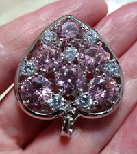 Diamonique Herz Anhänger 925 Silber rhodiniert Zirkonia DQCZ Pink Ice 17 g