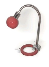 Retro Vintage Tisch Leuchte Lampe 70er Space Age Lesen rot Metall Ringfuß 