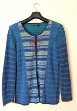 GUDRIN SJÖDEN STRICKJACKE GR  L BLAU LEINEN BAUMWOLLE STRICK WESTE JACKE 2411019