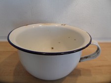 Alter Nachttopf Henkeltopf Schale Rund Emailewanne Emaille Ø 20 cm Deko Vintage
