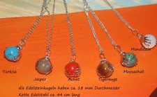 Kette Edelsteinkugel Edelstahlkette verziert mit Händen Edelstahlanhänger