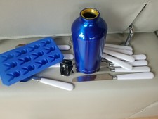 14 Teile, Blaue Trinkflasche Metall, Besteck, Eiswürfel,  bunny, Set Picknick 