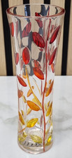 Vase Glas handbemalt Blätter