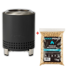 Solo Stove Mesa – Edelstahl-Tischfeuer, anthrazit + 1kg Holz Pellets, Tischkamin