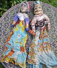 Kathputli Puppe Marionette altes Paar Rajasthan Indien Holz Kopf 48cm Sammler