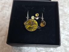 KONPLOTT Schmuck -SET-3teilig Ring Rivoli/ Ohringe &Ohrstecker Black Jack grün