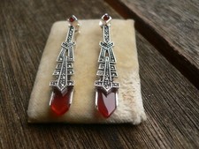 Ohrhänger Silber Granat und mit Markasiten