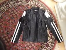 Lederjacke Herren Mit Weißen Streifen M Schwarz