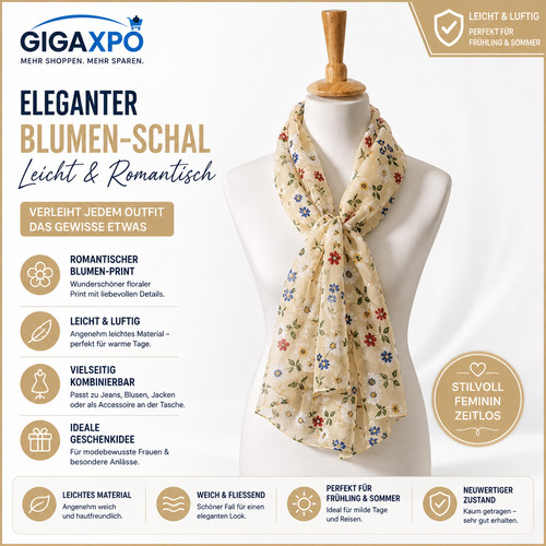 Damen schal beige blumenprint - beige,