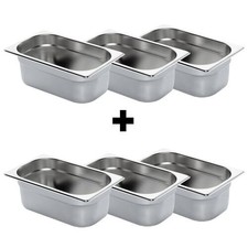 GGM Gastro (6 Stück) Edelstahl GN-Behälter 1/4 - Höhe: 100mm