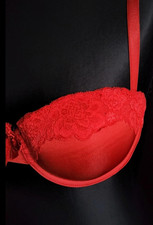Roter BH mit Spitze 80C, Schalen Bh, Lingerie Dessous Rot Sexy Unterwäsche Chic