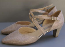 GABOR Pumps Spangenpumps in Glitzeroptik gold Gr. UK 7/ 40,5 wie NEU NP 110 €